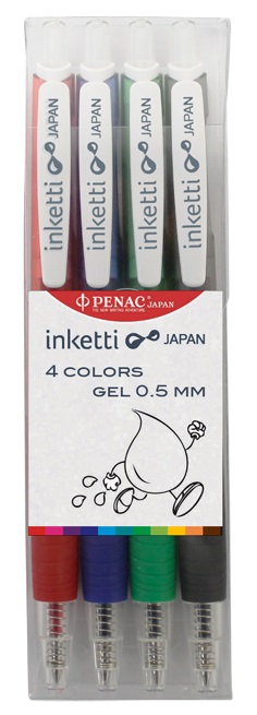 Set 4 pixuri cu gel PENAC Inketti 0.5mm - culori (red, blue, green, black)