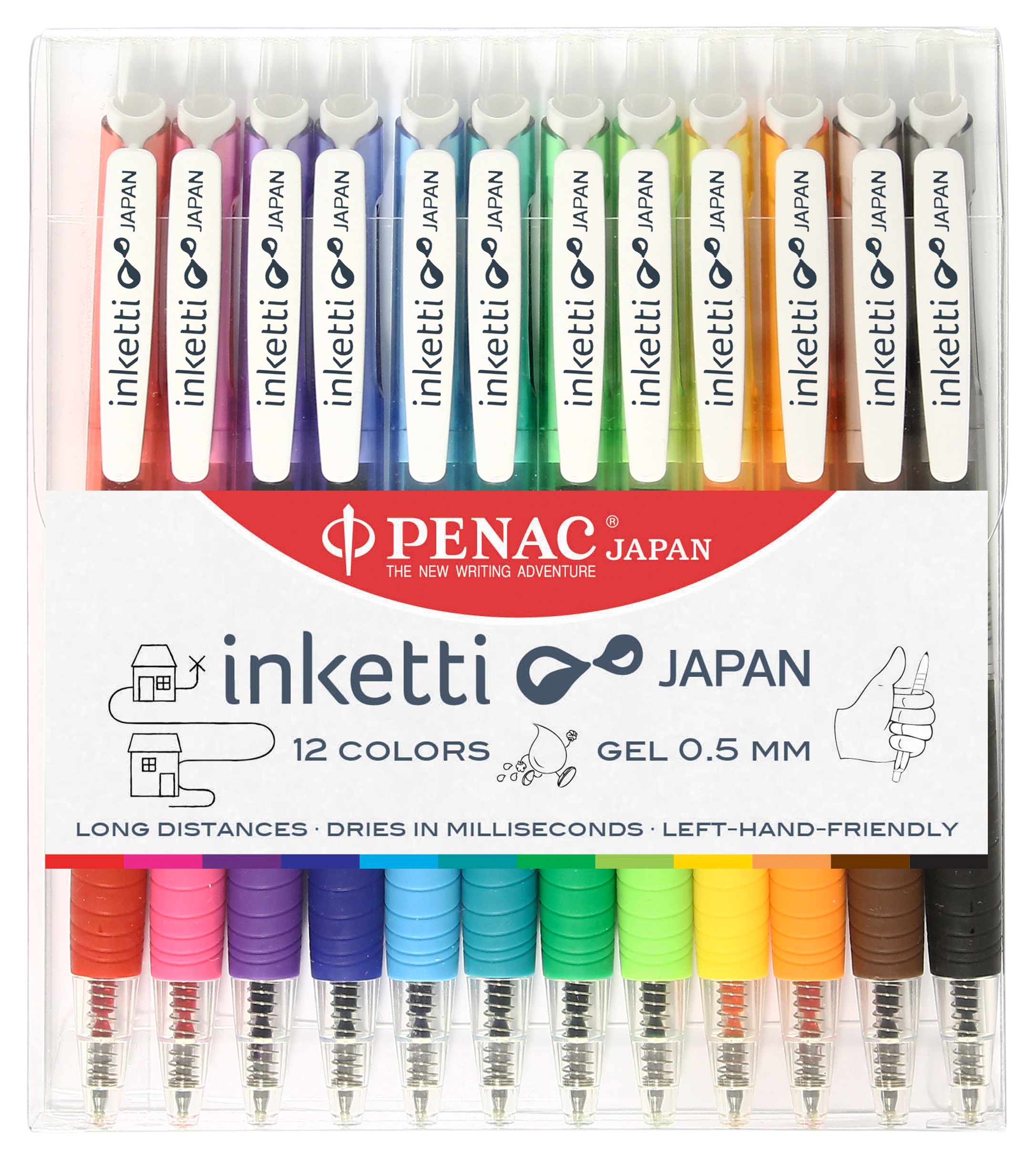 Set 12 pixuri cu gel PENAC Inketti 0.5mm - culori asortate