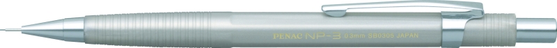 Creion mecanic profesional PENAC NP-3, 0.3mm, con metalic, varf cilindric fix - corp argintiu