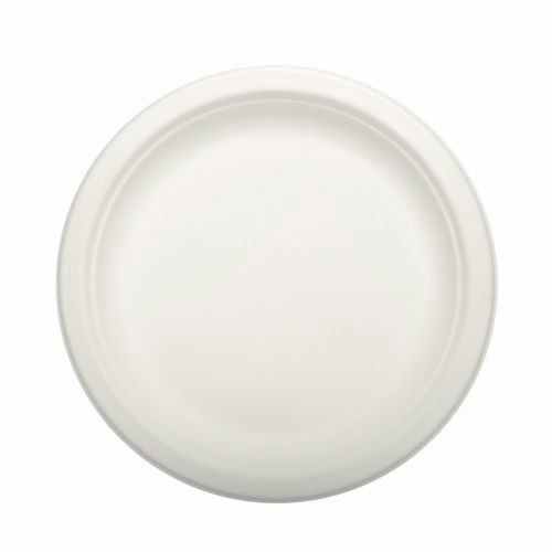 Set 50 farfurii intinse, diametru 180mm, alb, unica folosinta, fabricate din trestie de zahar