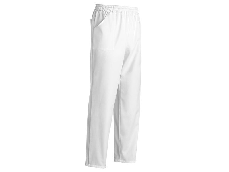 Pantalon bucatar, cu elastic in talie, bumbac 100%, culoare alba