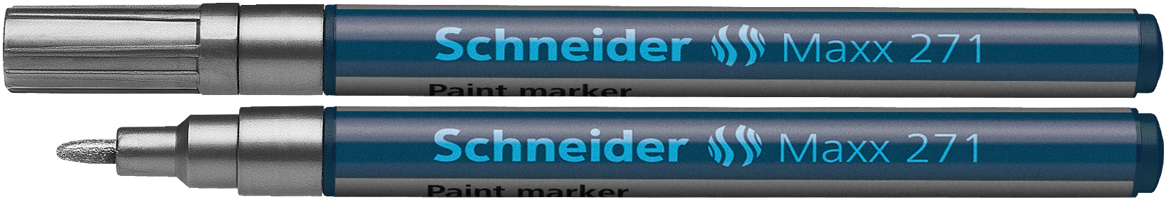Marker cu vopsea SCHNEIDER Maxx 271, varf rotund 1-2mm - argintiu