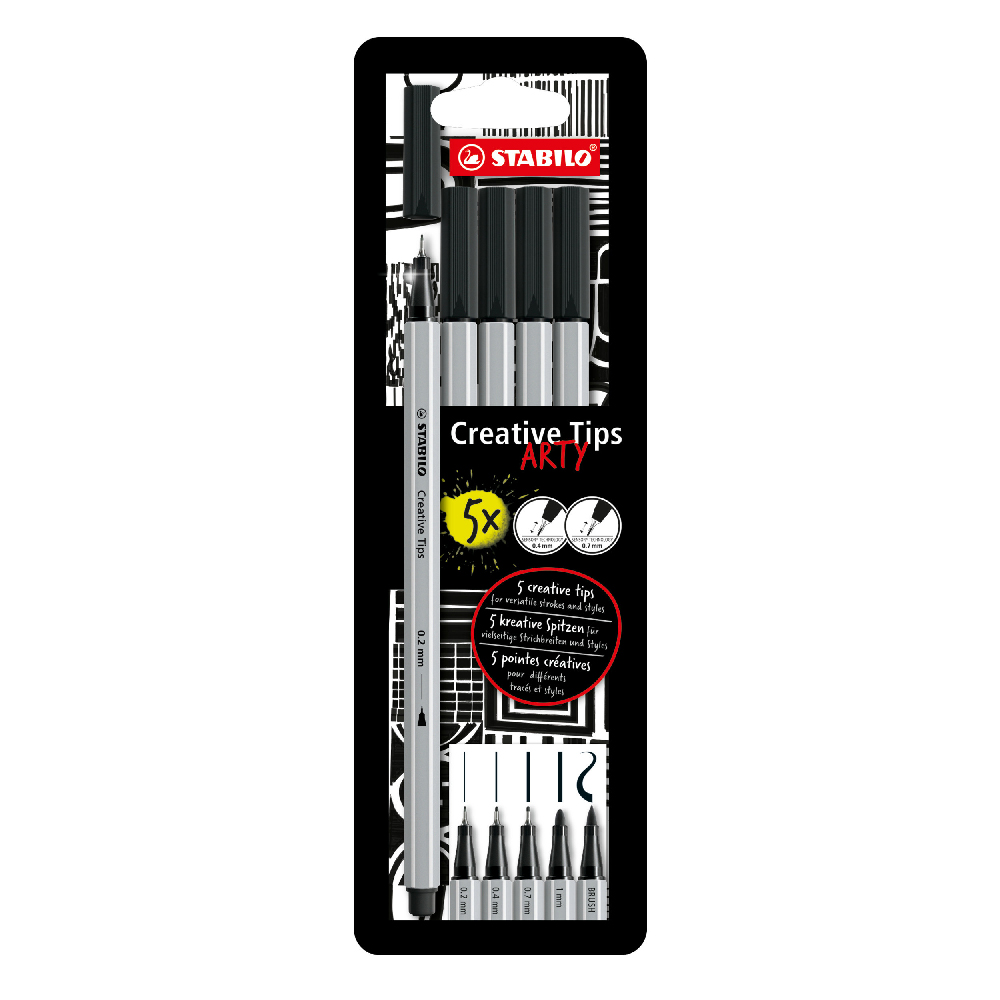 Carioca Stabilo Crativ Tips, negru, 5 bucati/set