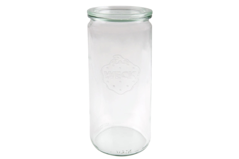 Borcan cu capac, model cylindrical, din sticla, capacitate 1040ml