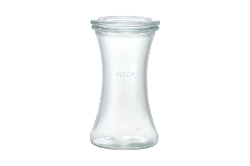 Borcan cu capac, model delikat, din sticla, capacitate 200ml