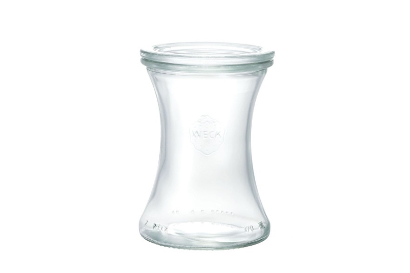Borcan cu capac, model delikat, din sticla, capacitate 370ml