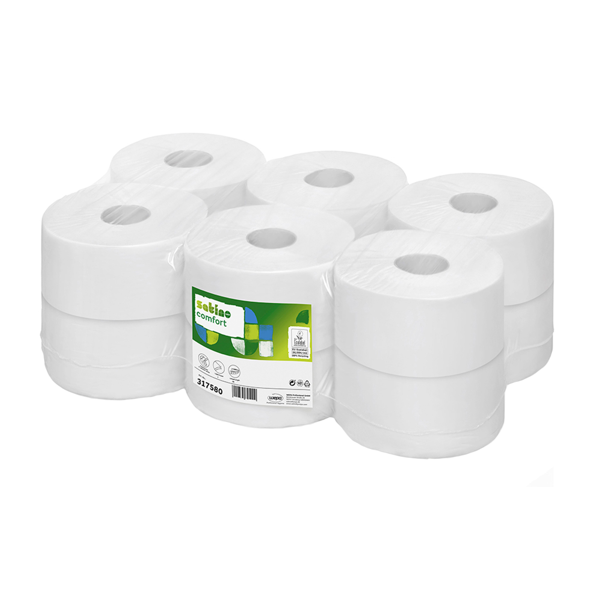 Rezerva hartie igienica derulare centrala Wepa Comfort, 2 straturi, 180 m/rola, 12 role/bax