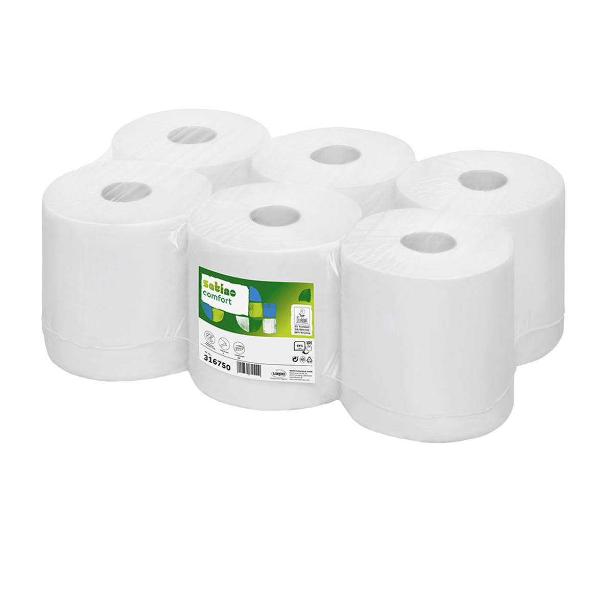 Rezerva prosoape in rola Wepa Comfort, 2 straturi, 138 m/rola, 6 role/bax