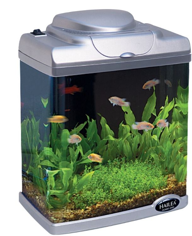 Acvariu Pentru Pesti, Hailea Cu Capac Si Led, FC200, 6.6 l, 22 x 14 x 28 cm, Argintiu, H006