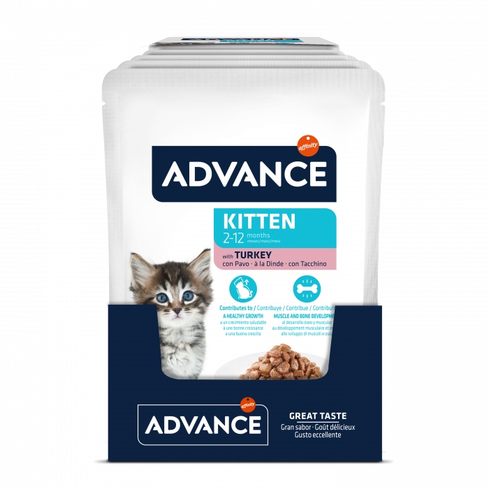 Hrana umeda pentru pisici junior, cu Curcan, 85 g x 12 buc., Advance Wet Kitten