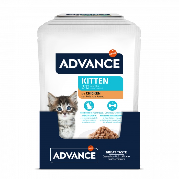 Hrana umeda pentru pisici junior, cu Pui, 85 g x 12 buc., Advance Wet Kitten