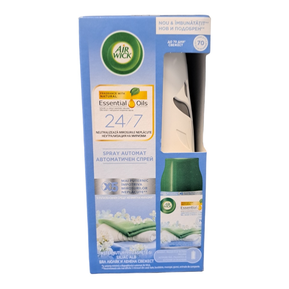 AIRWICK FRESHMATIC APARAT+REZERVA ODORIZANT CAM. 250ML COOL LINEN