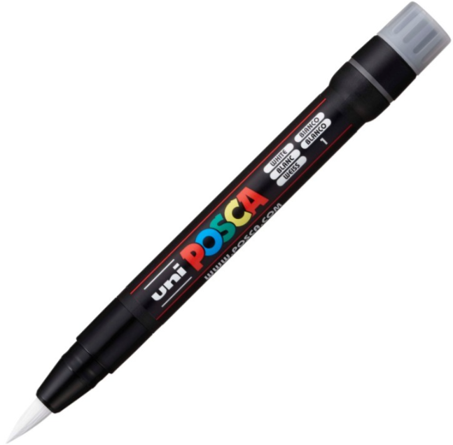 Marker pensula UNI Brush PCF-350 K alb Posca M419