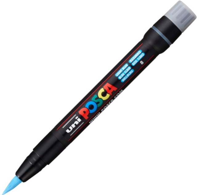 Marker pensula UNI Brush PCF-350 K albastru deschis Posca