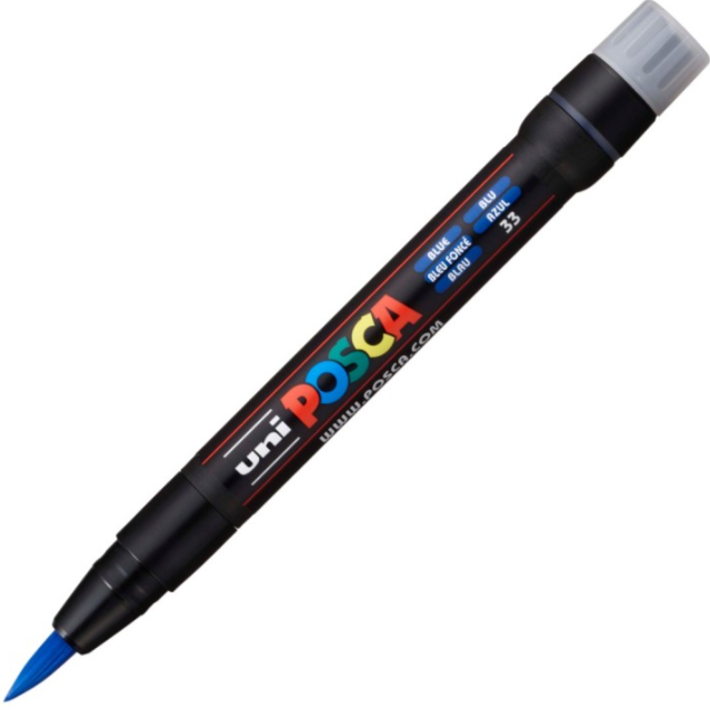 Marker pensula UNI Brush PCF-350 K albastru Posca