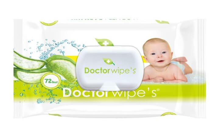 Doctor wipe\'s Servetele umede bebelusi cu extract Aloe vera, 72 buc