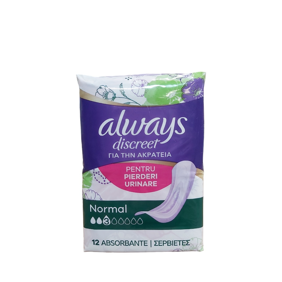 ALWAYS DISCREET ABSORBANTE INCONTINENTA URINARA NORMAL NR3 12BUC