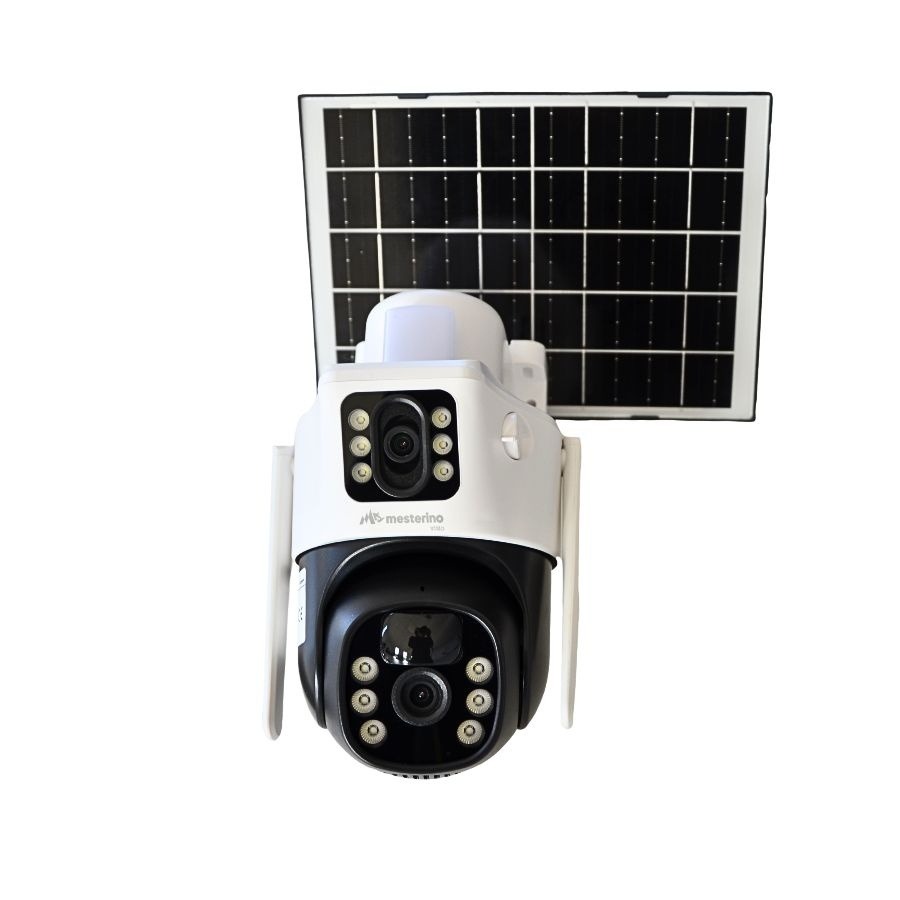 Camera de supraveghere WI-FI MESTERINO VISIO MT-IPE7303-4G(EU), cu panou solar, 3MP, 4G, doua camere, senzor de miscare, PTZ, by ENSTER