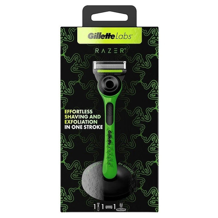 Aparat de ras Gillette Labs Green Razer, 1 rezerva, suport magnetic