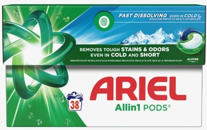 Detergent capsule ARIEL All in One PODS Alpine, 38 spalari