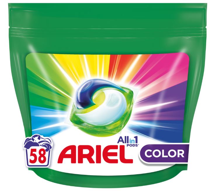 Detergent de rufe capsule, All in One, Color, 58 spalari, Ariel