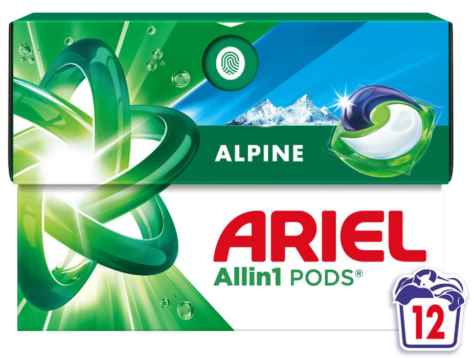 Detergent de rufe capsule, Alpine, 12 buc, 12 spalari, Ariel