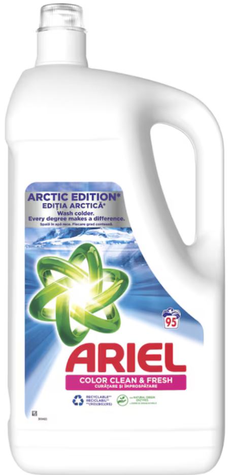 Detergent de rufe lichid, Arctic, 4.75L, 95 spalari, Ariel