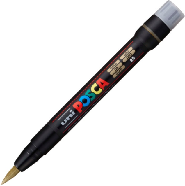 Marker pensula UNI Brush PCF-350 K auriu Posca M422