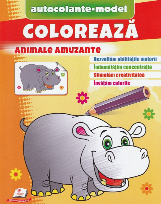 Coloreaza animale amuzante. Autocolante model