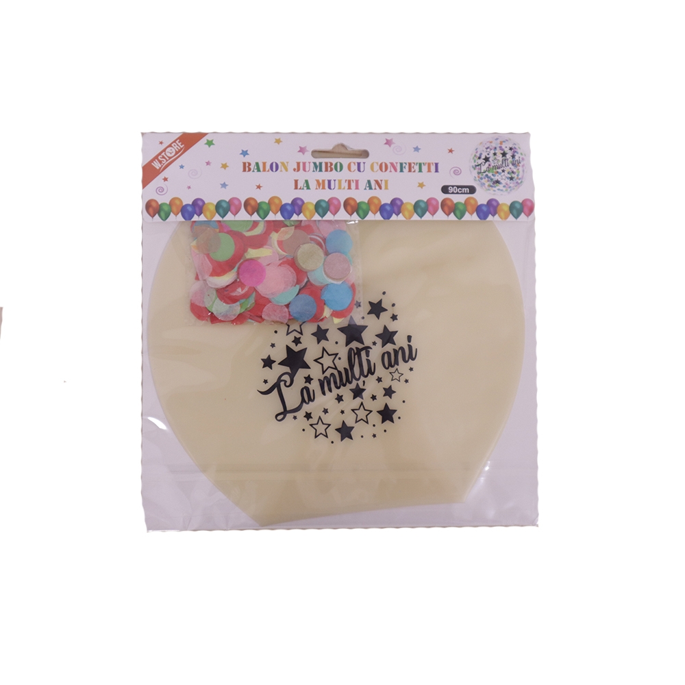 BALON JUMBO CU CONFETTI LA MULTI ANI 90CM 076561