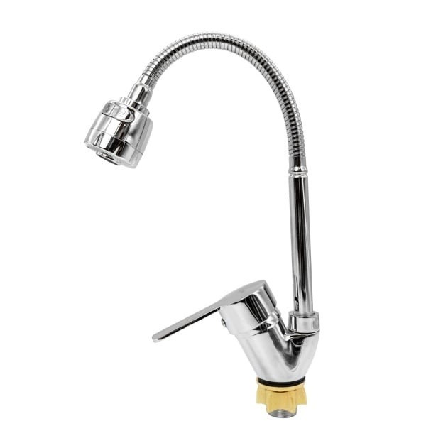 Baterie Bucatarie Flow UF(17)-203ZC, zinc crom, pipa flexibila 430mm, 2 functii