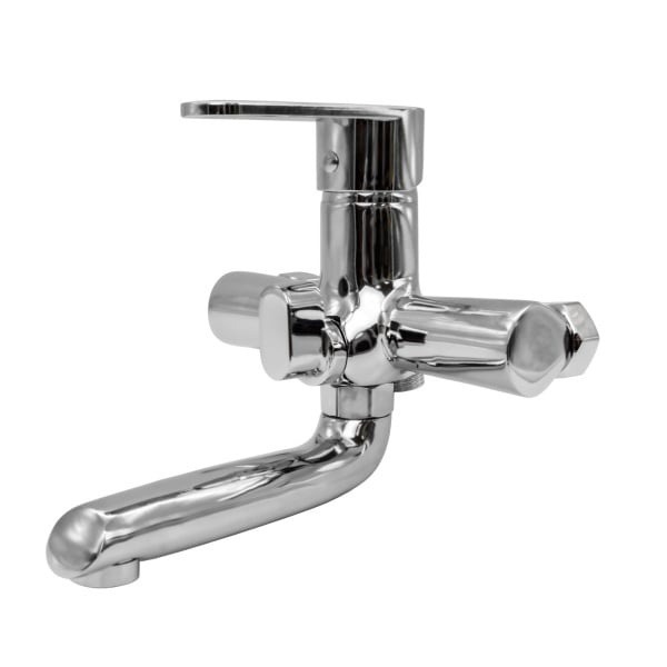 Baterie Cada Flow 066A-401ZC, zinc crom, pipa rotire 360, cu para de dus