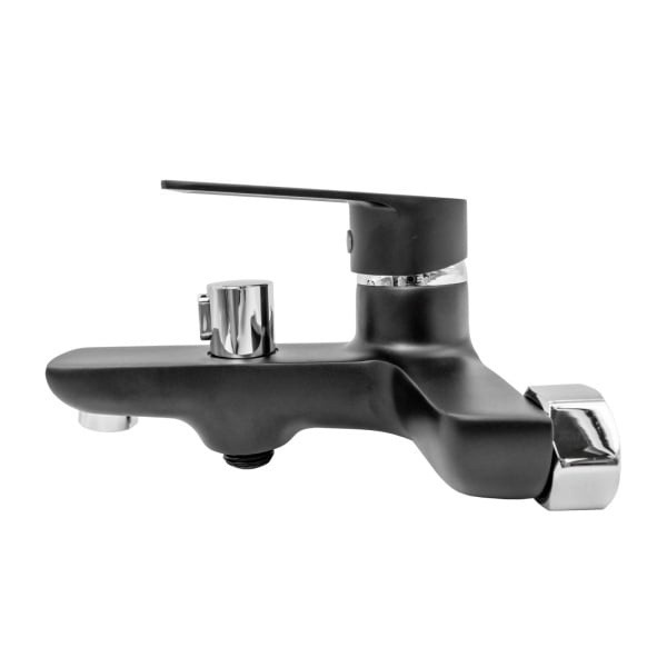 Baterie Cada Flow 183-FD439ZB, zinc negru crom, cu para de dus, pipa fixa