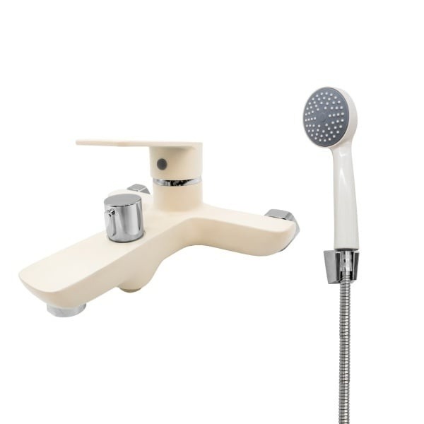 Baterie Cada Flow 183-FW439ZW, zinc bej crom, cu para de dus, pipa fixa