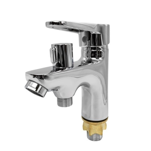 Baterie Lavoar cu Cap Bideu Flow 069-401ZC, zinc crom, pipa fixa