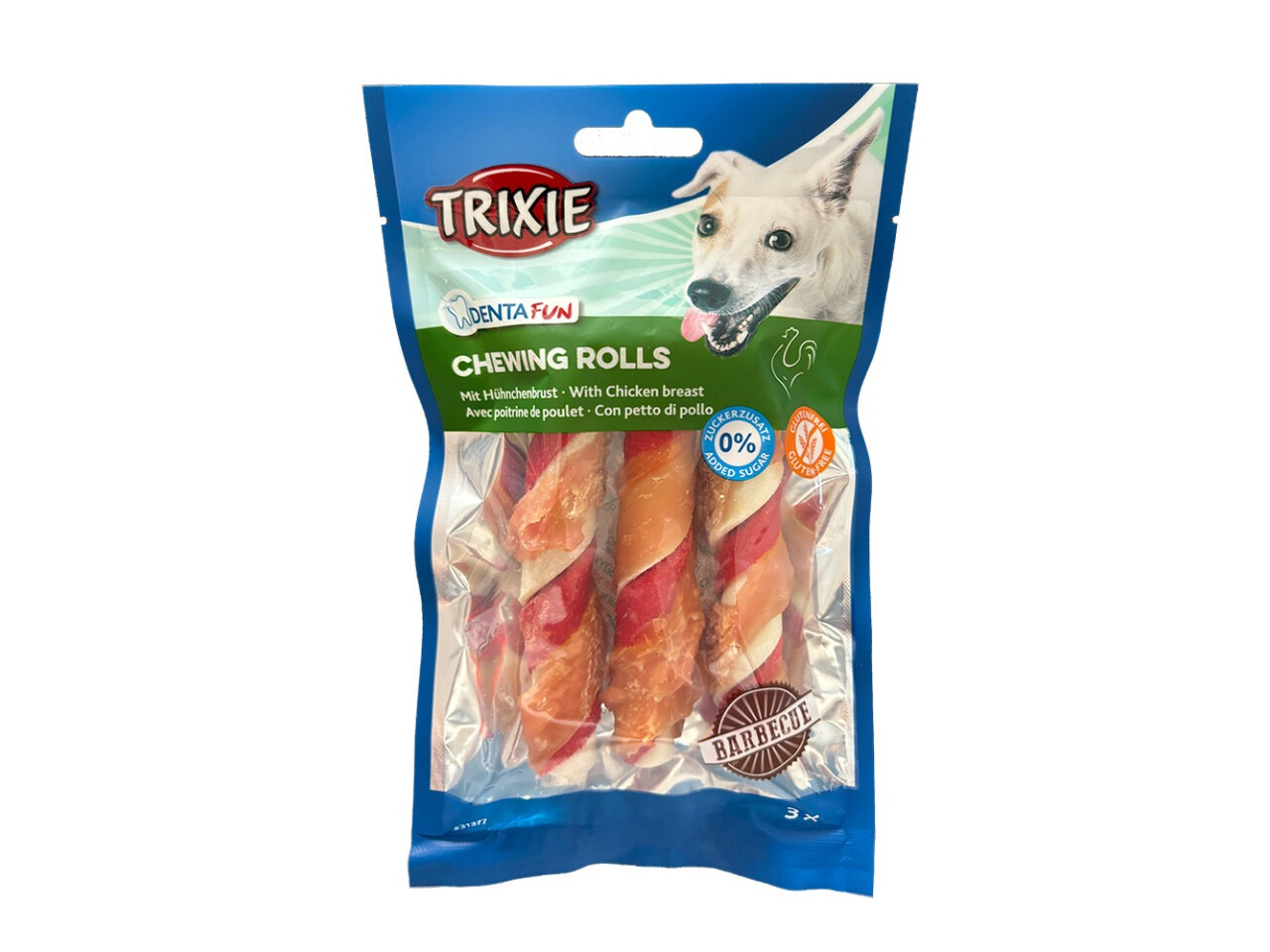 Trixie Recompense Pentru Caini, Denta Fun, Rulouri Cu Pui BBQ, 3 buc/ 105g/12cm 31377