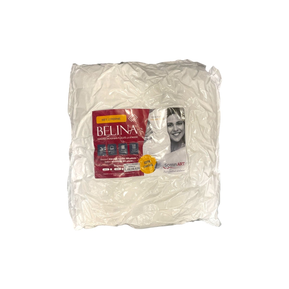 BELINA SET 2 PERNE MATLASATE ALBE 60X60