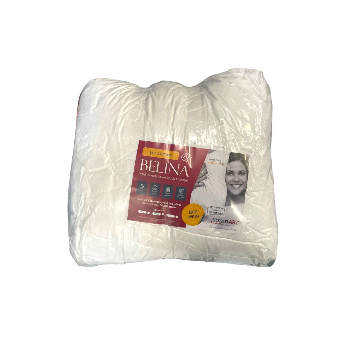 BELINA SET 2 PERNE MATLASATE ALBE 70X70CM