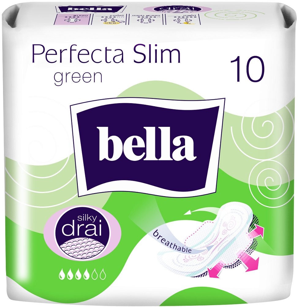 Bella Absorbante Perfecta Slim Silky Drai Green, 10 bucati