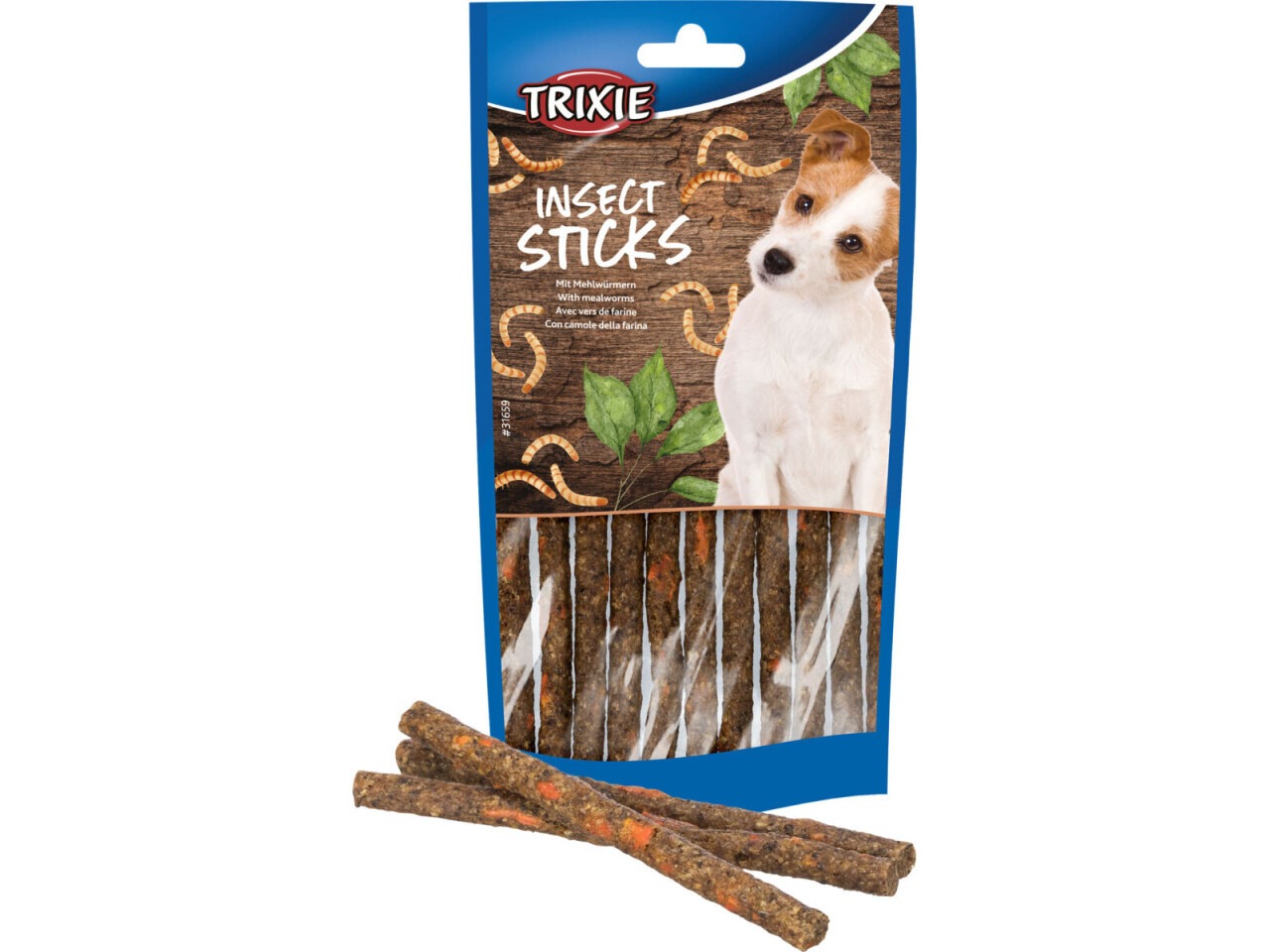 Trixie Recompense Pentru Caini Alergici, Betisoare De Insecte Cu Viermi De Faina, 80 g, 31659