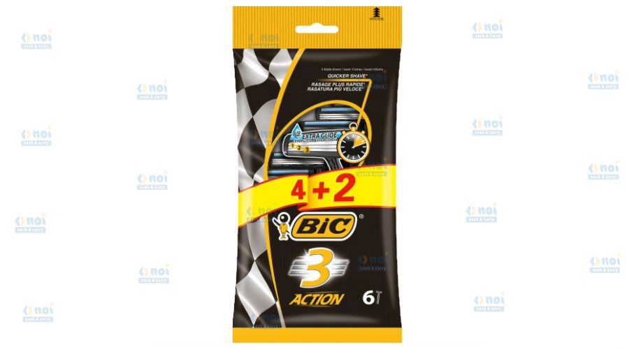 BIC3 ACTION APARAT RAS BARBATI 3LAME 4+2BUC