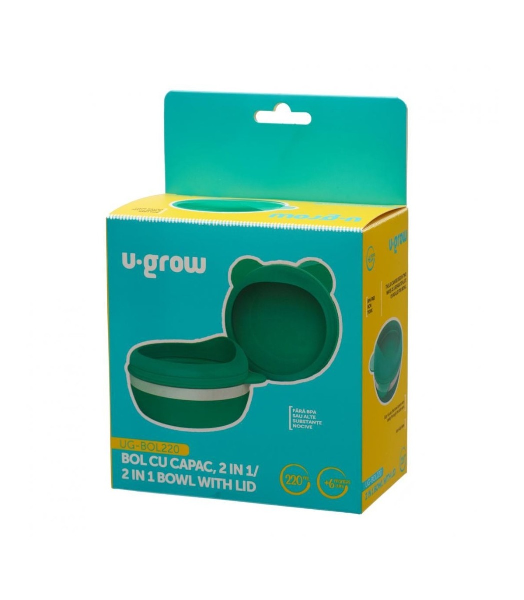Bol 2 in 1 cu capac pentru diversificare, U-Grow, 220 ml