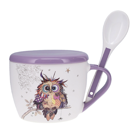 Bol supa 650 ml Bufnita, Bug Art, Violet, Kiub