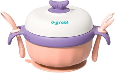 Bol termic , lingurita si furculita , baza antialunecare, mov, U-Grow