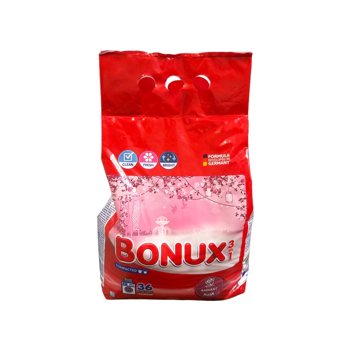 BONUX 3IN1 DETERGENT PUDRA AUTOMAT 2.34KG COLORS RADIANT ROSE 36 SPALARI