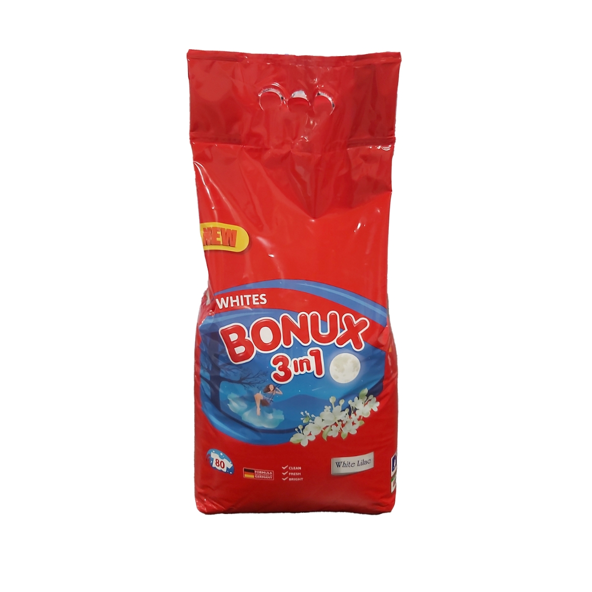 BONUX 3IN1 DETERGENT PUDRA AUTOMAT 8KG  WHITE LILAC 80 SPALARI