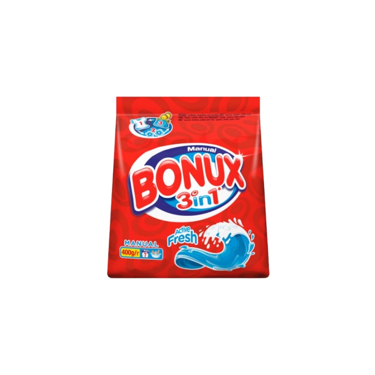 BONUX 3IN1 DETERGENT PUDRA MANUAL 400G WHITE ICE FRESH 7 SPALARI