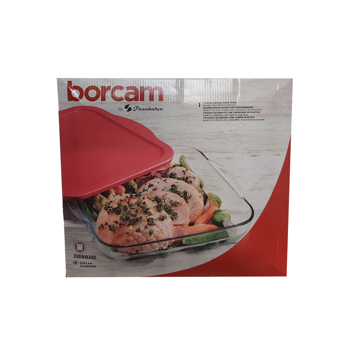 BORCAM VAS TERMOREZISTENT PATRAT CU CAPAC PLASTIC 59024