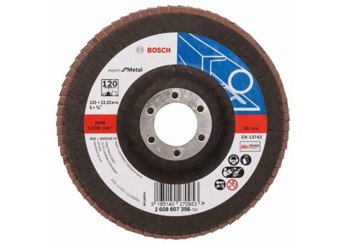 Disc de slefuire evantai X551, Expert for Metal D=125mm G=120, cu degajare, Bosch