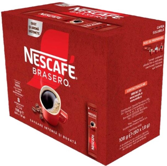 Cafea solubila, Nescafe Brasero, 1.8 g x 60 plicuri